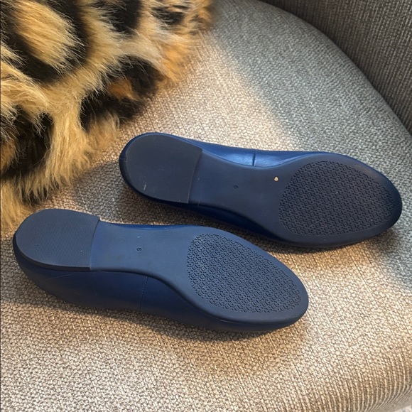 Tory Burch Blue Leather Ballet Flats with Gold Accent - Picture 4 of 8